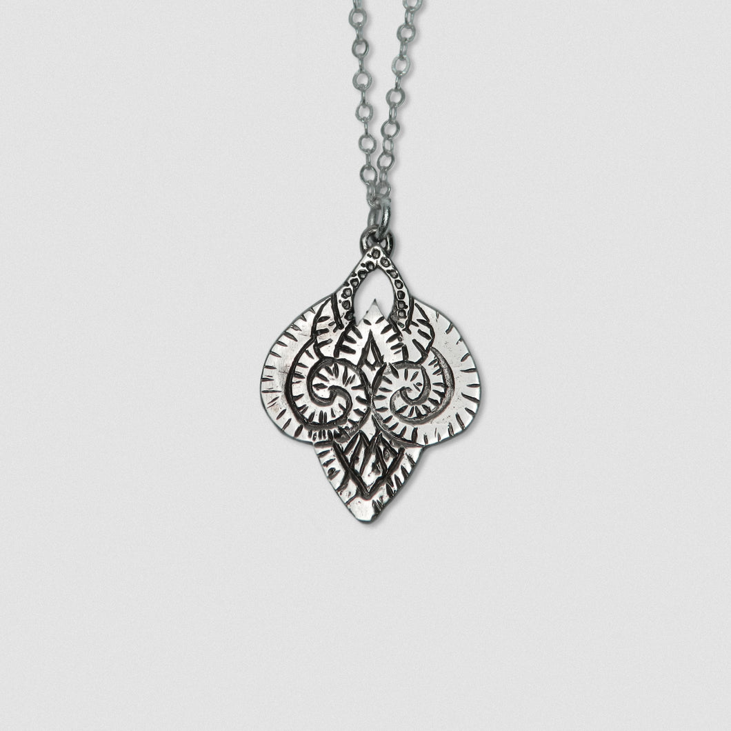 Ram Pendant - White Bronze with Sterling Silver chain