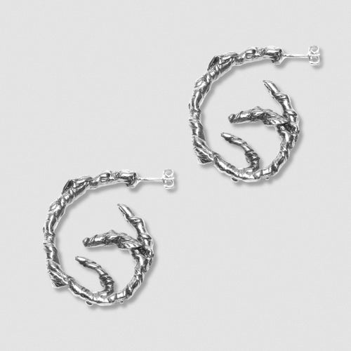 Coiled Ivy Earrings - Silver plate White Bronze Sterling Silver Post
