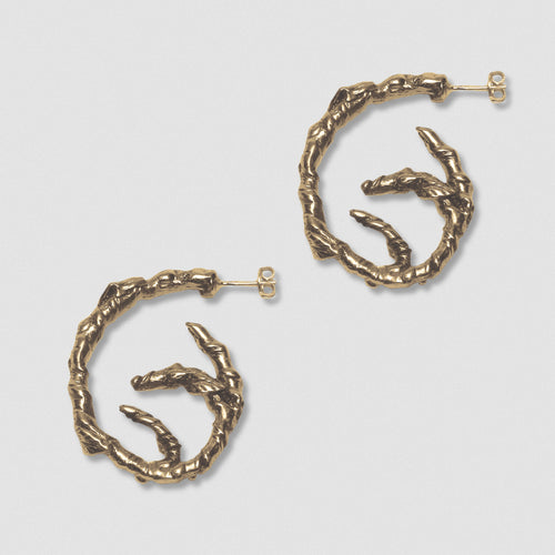 Coiled Ivy Earrings -  Bronze and Sterling Silver post
