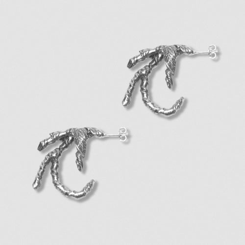 Ivy Claw Earrings - Silver plate white bronze with Sterling Silver post