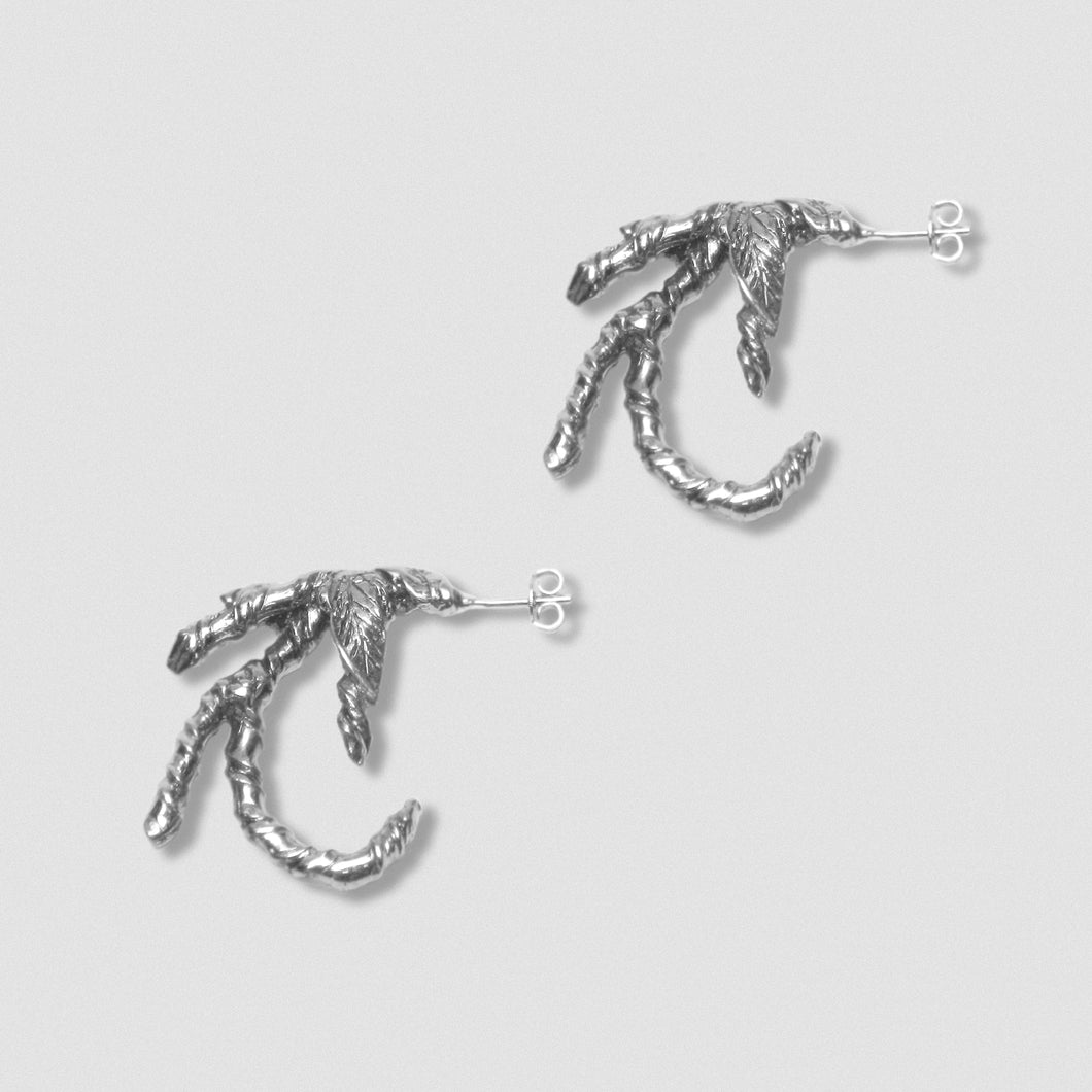 Ivy Claw Earrings - Silver plate white bronze with Sterling Silver post