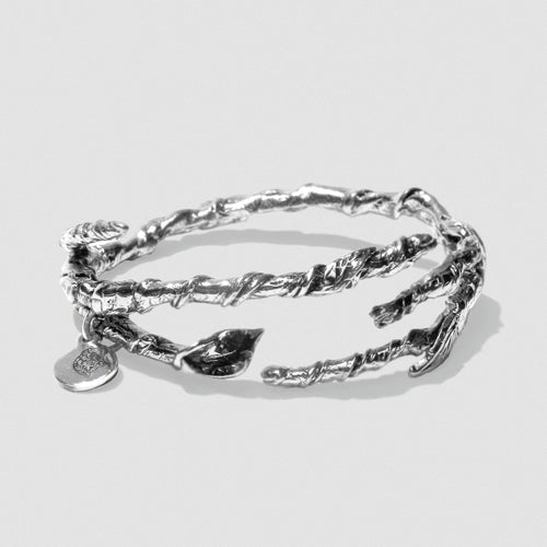 Single Ivy Bangle - Silver Plate White Bronze