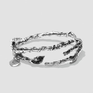 Single Ivy Bangle - Silver Plate White Bronze