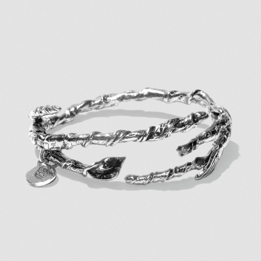 Single Ivy Bangle - Silver Plate White Bronze