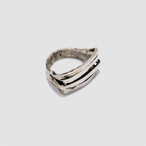 Wide Staple ring - White Bronze