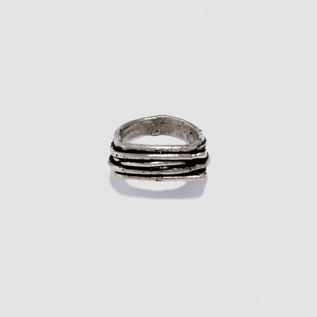 Thin Staple ring - White Bronze