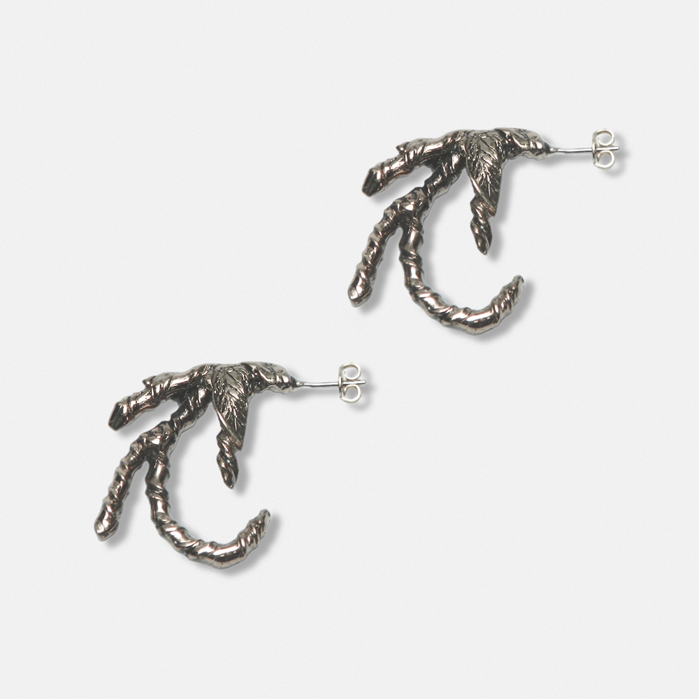 Ivy Claw Earrings - White Bronze with Sterling Silver post