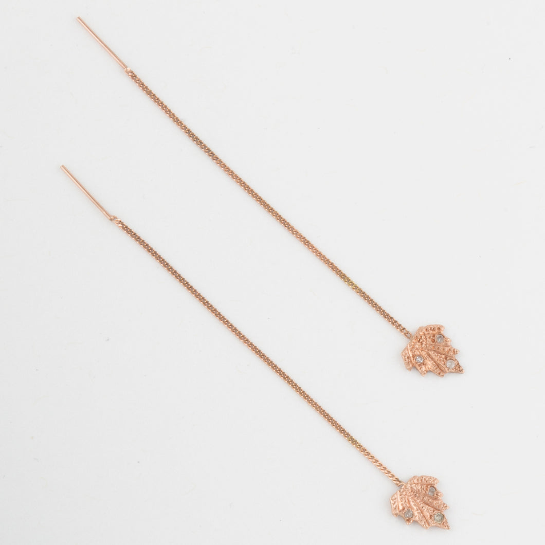 Spear chain threader earring - 14k Gold with diamonds